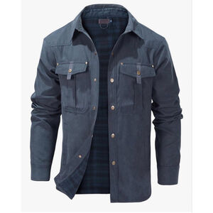 NEW Flygo Mens Rugged Outdoor Flannel Lined Shirt Jacket Lightweight Shacket L